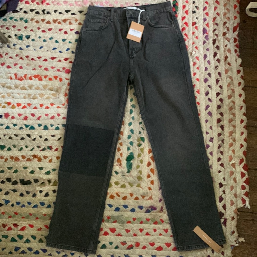 Reformation Cynthia Patch straight high rise jeans Alder NWT